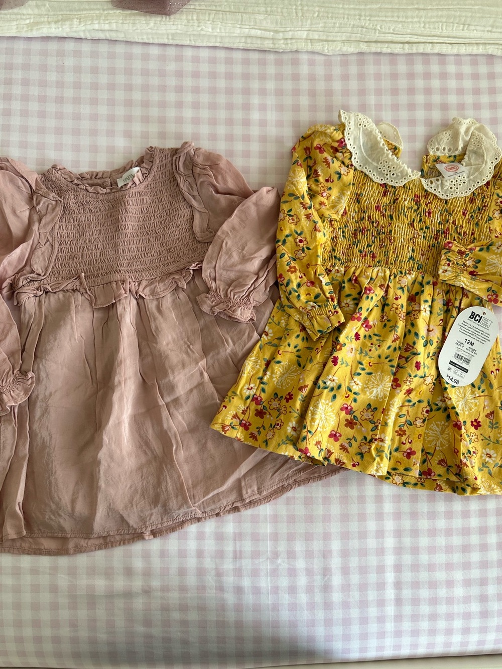 Zara Blush Pink Smocked Baby Dress